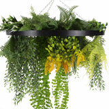 Black Artificial Hanging Plant Disc Chandelier with Cascading Greenery & Trailing Foliage — 60cm