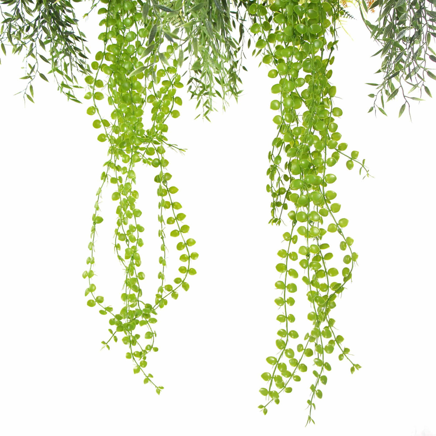 Black Artificial Hanging Plant Disc Chandelier with Cascading Greenery & Trailing Foliage — 60cm
