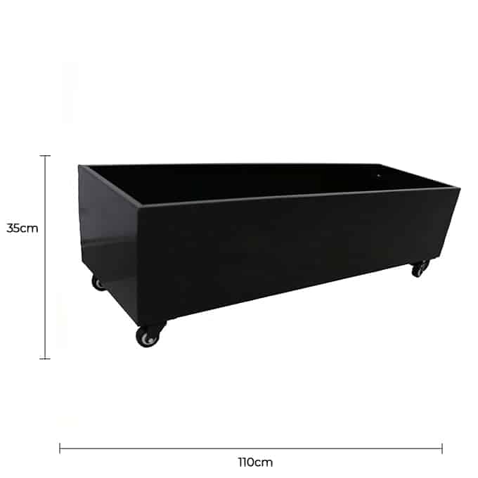 Black Metal Planter Medium + Wheels