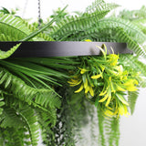 Black Artificial Hanging Plant Disc Chandelier with Realistic Draping Greenery & Ferns — 80cm UV Resistant