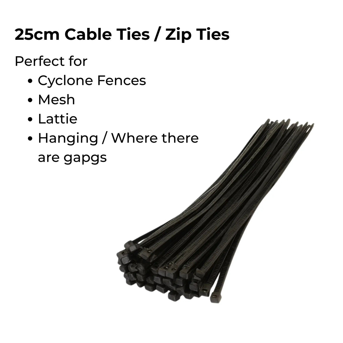 25cm UV Cable ties (wire, mesh or surfaces with holes) - 100 Pack - Designer Plants