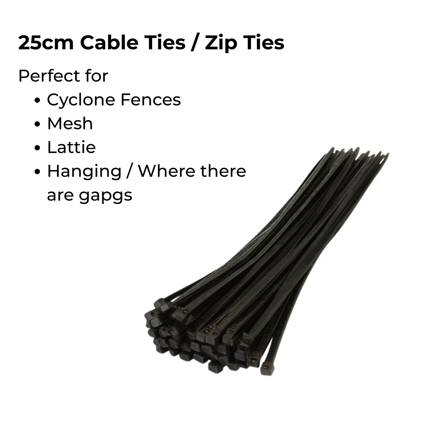 25cm UV Cable ties (wire, mesh or surfaces with holes) - 100 Pack - Designer Plants