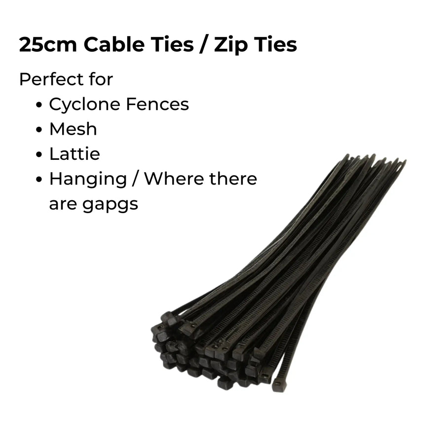 25cm UV Cable ties (wire, mesh or surfaces with holes) - 100 Pack - Designer Plants
