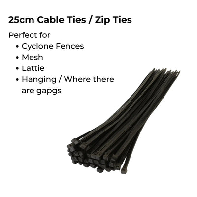 25cm UV Cable ties (wire, mesh or surfaces with holes) - 100 Pack