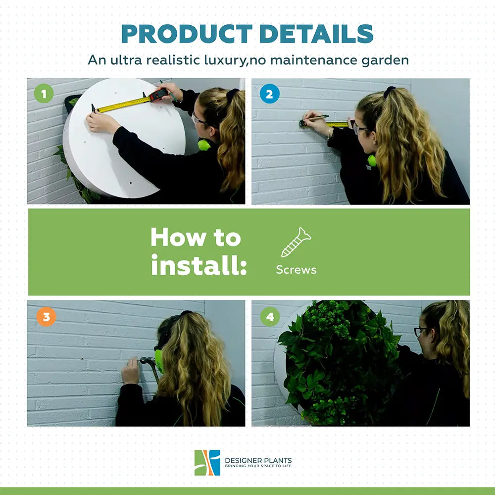 Slimline Artificial Green Wall Disc Art 100cm Colour Fresh UV Resistant (White)
