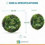 Slimline Artificial Green Wall Disc Art 80cm Colour Fresh UV Resistant (Black)