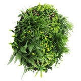 Slimline Artificial Green Wall Disc Art 80cm Country Fern UV Resistant (White) - Designer Plants