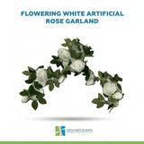 Flowering White Artificial Rose Garland 190cm