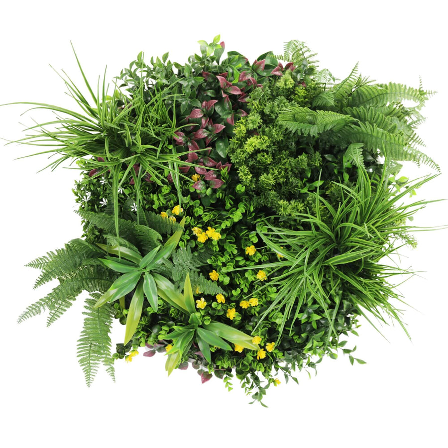 Slimline Artificial Green Wall Disc Art 60cm Country Fern UV Resistant (White) - Designer Plants