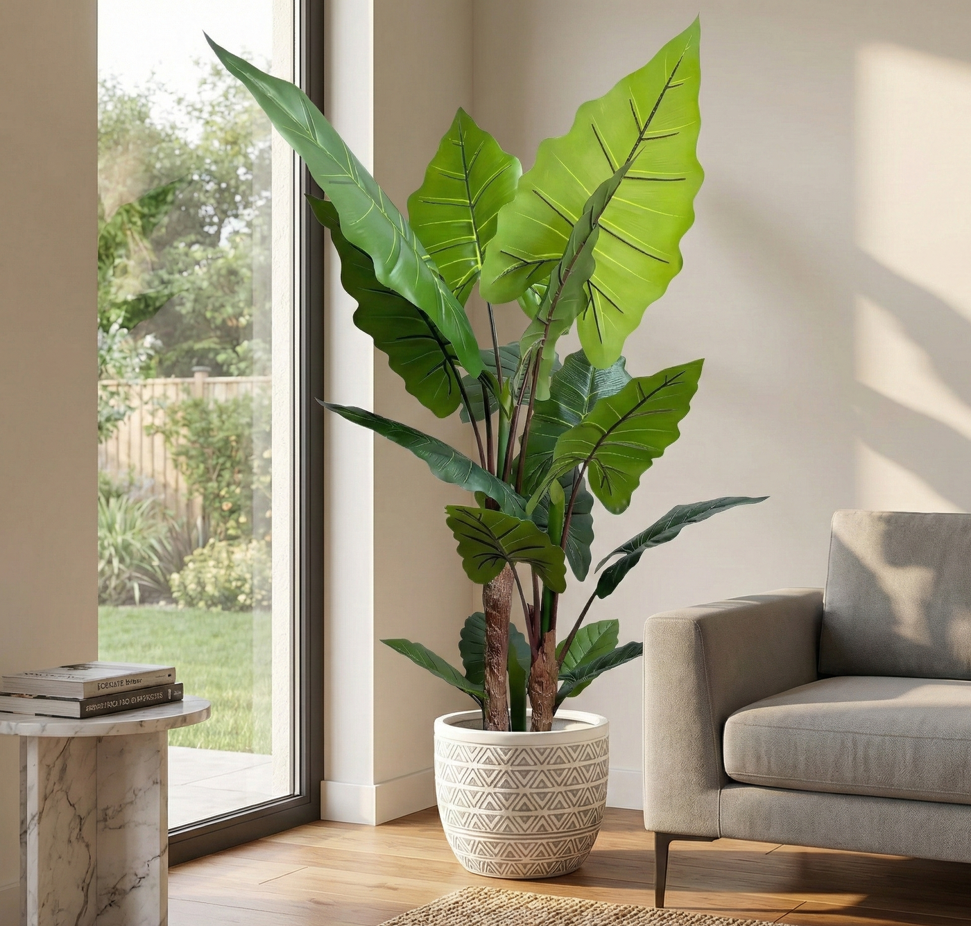 Nearly Natural Artificial Tree Taro Elephant Ear Palm 170cm