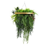 Gold Artificial Hanging Plant Disc Chandelier with Lush Draping Foliage — 40cm UV Resistant - Designer Plants