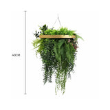 Gold Artificial Hanging Plant Disc Chandelier with Lush Draping Foliage — 40cm UV Resistant
