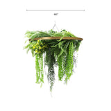 Gold Artificial Hanging Plant Disc Chandelier with Realistic Draping Greenery & Ferns — 80cm UV Resistant