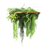 Gold Artificial Hanging Plant Disc Chandelier with Realistic Draping Greenery & Ferns — 80cm UV Resistant - Designer Plants