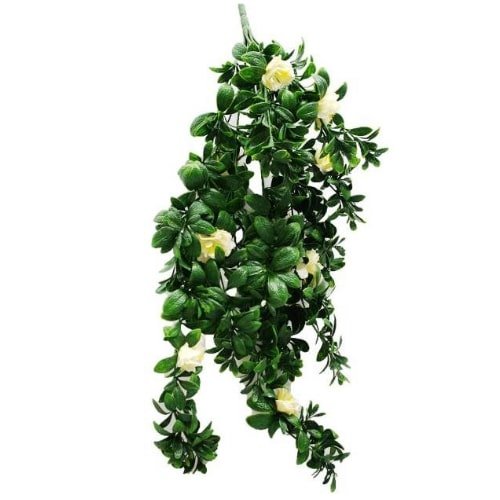 Hanging White Rose Stem UV Resistant 85cm - Designer Plants