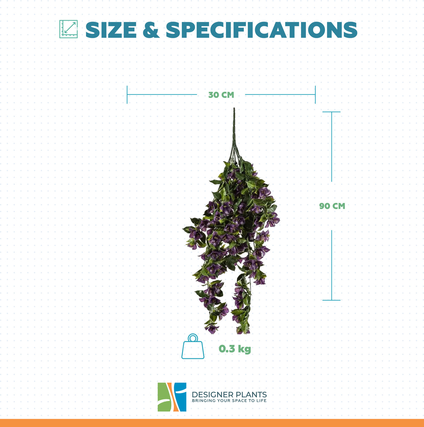 Hanging Artificial Bougainvillea Plant Purple UV Resistant 90cm