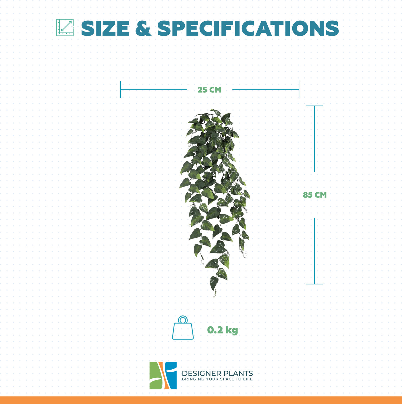 Hanging Artificial Pothos / Philodendron  Plant UV Resistant 85cm