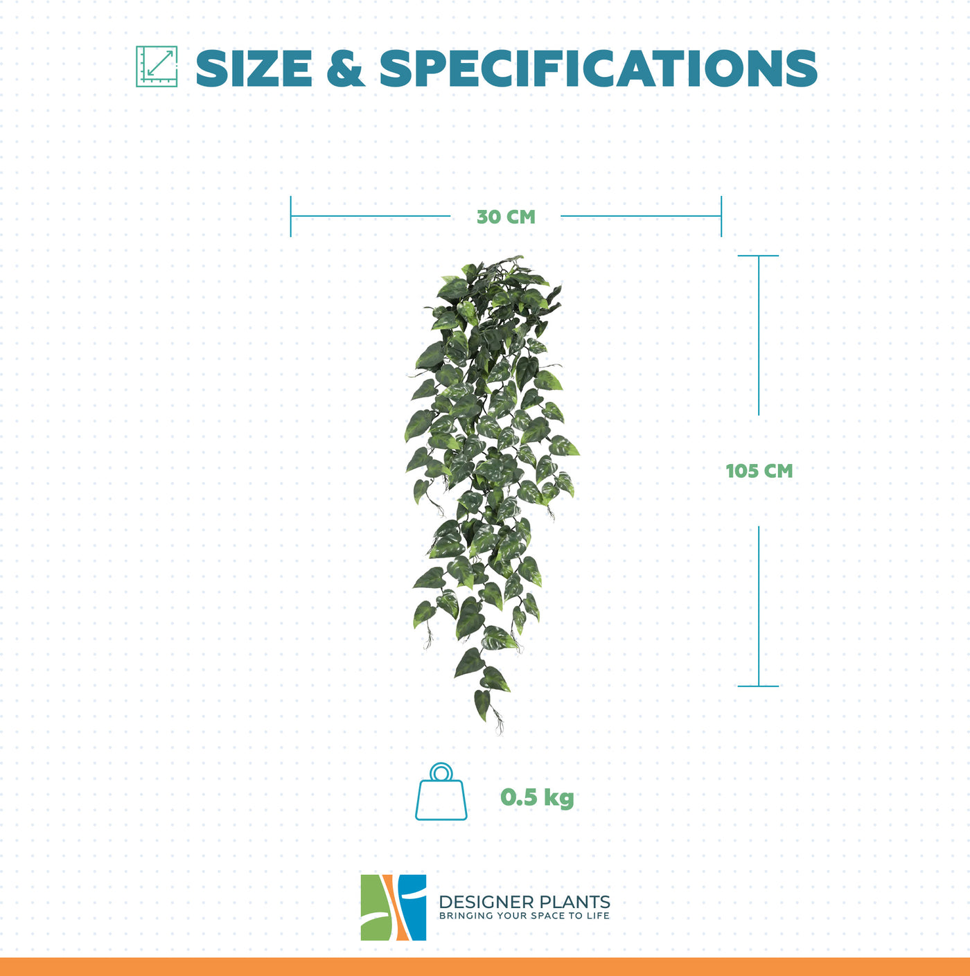Hanging Artificial Pothos / Philodendron Plant UV Resistant 105cm