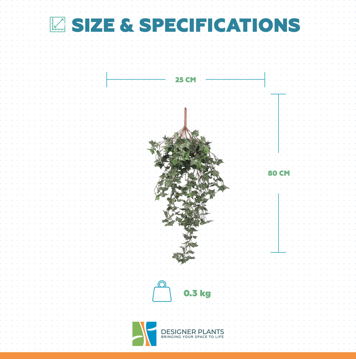 Hanging English Ivy Bush 80cm UV Resistant