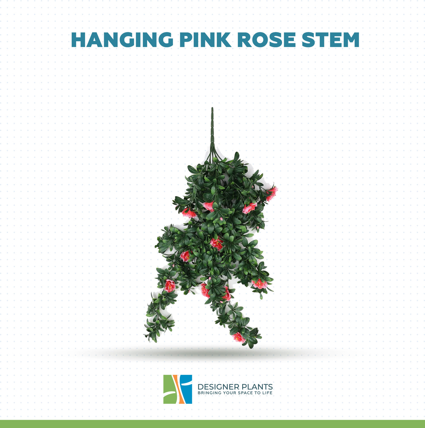 Hanging Pink Rose Stem UV Resistant 85cm