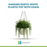 Hanging Rustic White Plastic Pot with Chain 30cm