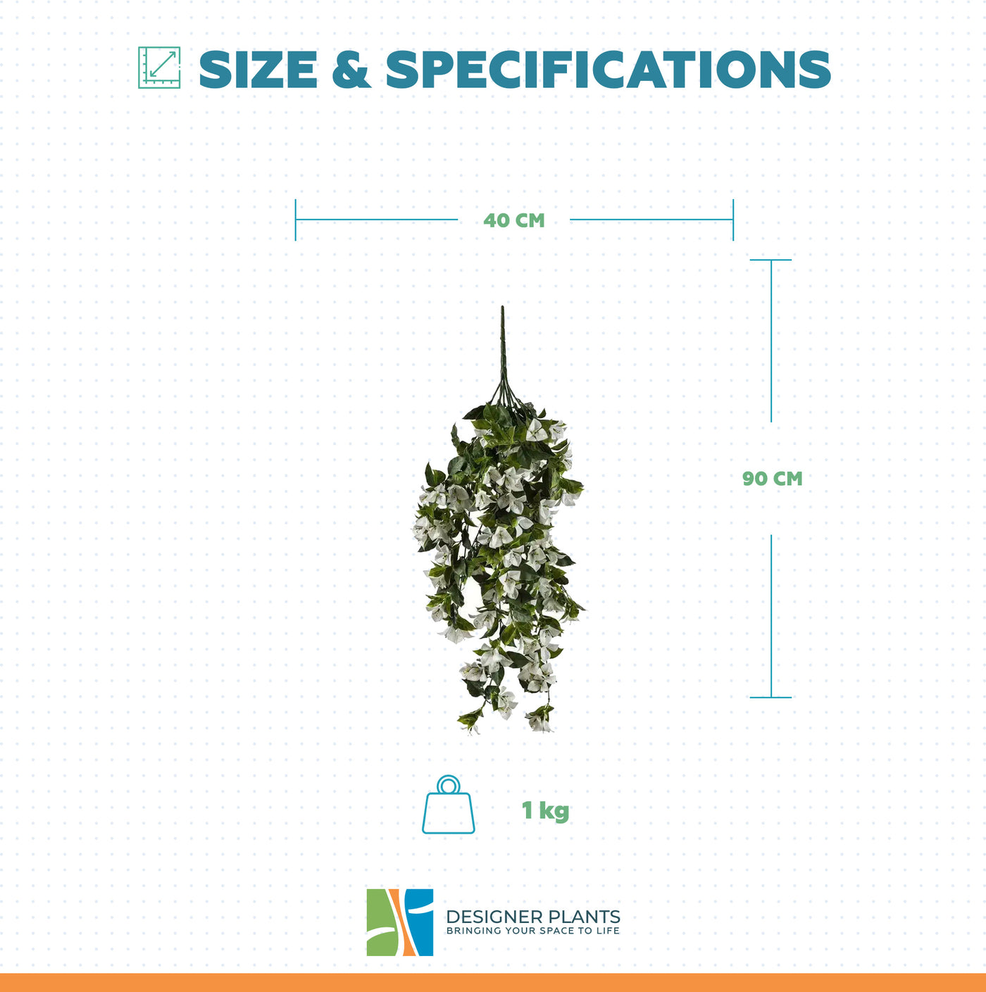 Hanging White Artificial Bougainvillea Plant UV Resistant 90cm