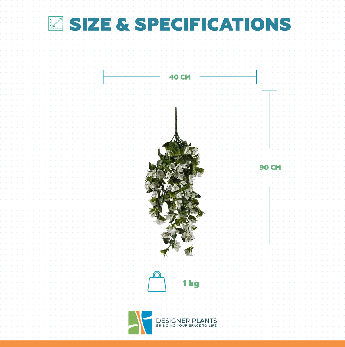Hanging White Artificial Bougainvillea Plant UV Resistant 90cm
