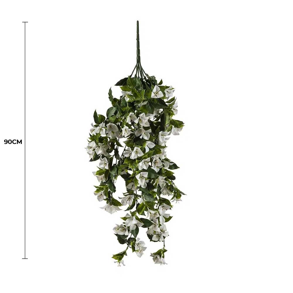 Hanging White Artificial Bougainvillea Plant UV Resistant 90cm