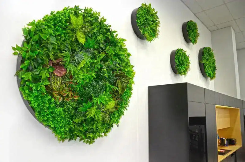 Artificial Green Wall Round Vertical Garden Installed at a Warehouse