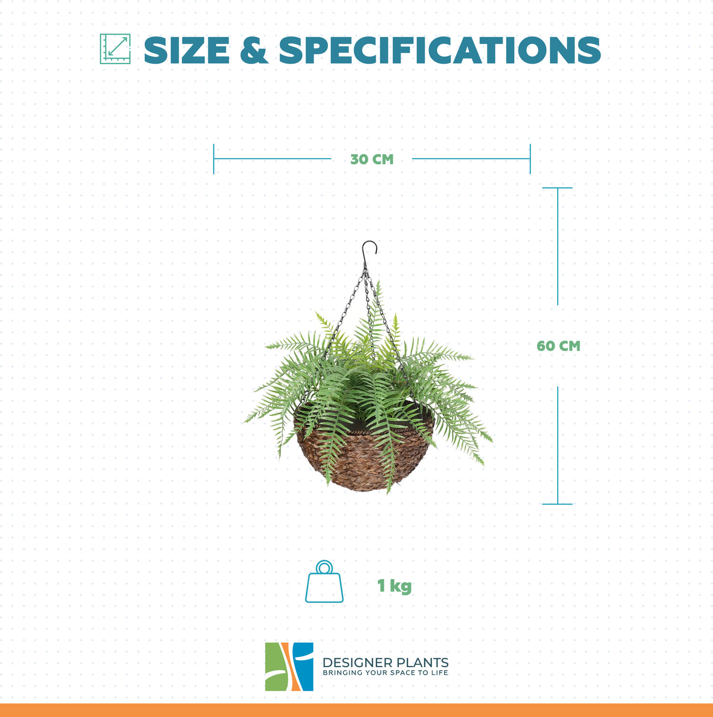 Large Artificial Hanging Basket (Fern Hanging Basket) UV Resistant