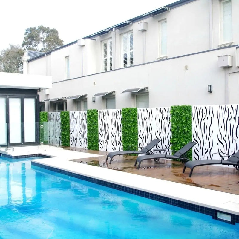 Pool & spa fence decoration with fake hedge walls