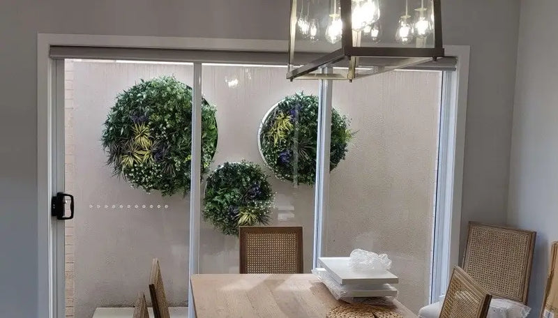 Lavender & mixed fake plant wall art discs