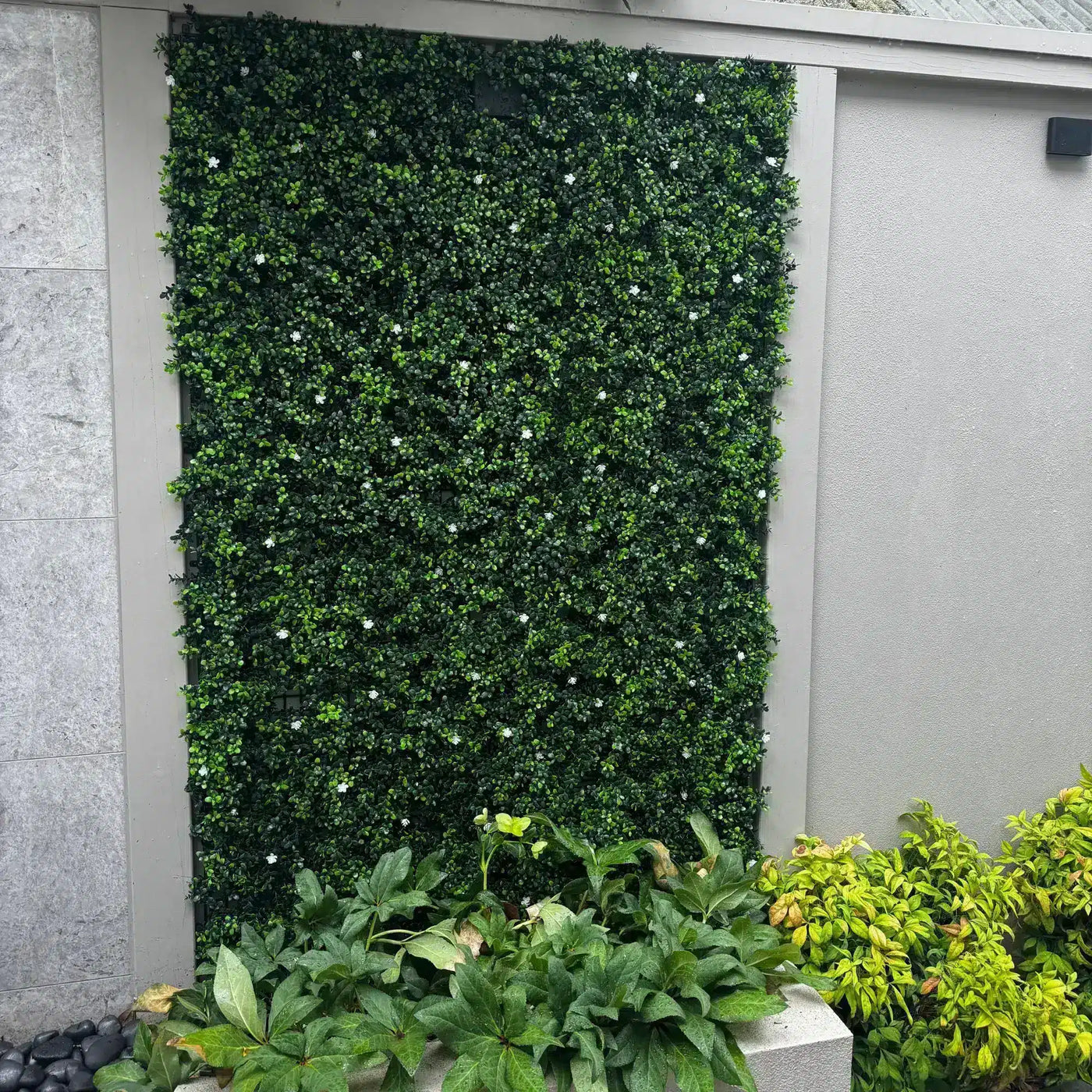 Luxury Flowering Artificial Buxus Hedge Panel UV Resistant 1m x 1m
