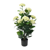 Premium Artificial Flowering White Hydrangea Tree 90cm UV Resistant - Designer Plants
