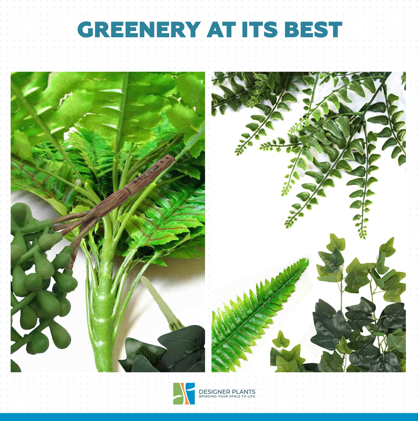 Mixed Green and White Tipped Ivy Bush 80cm UV Resistant