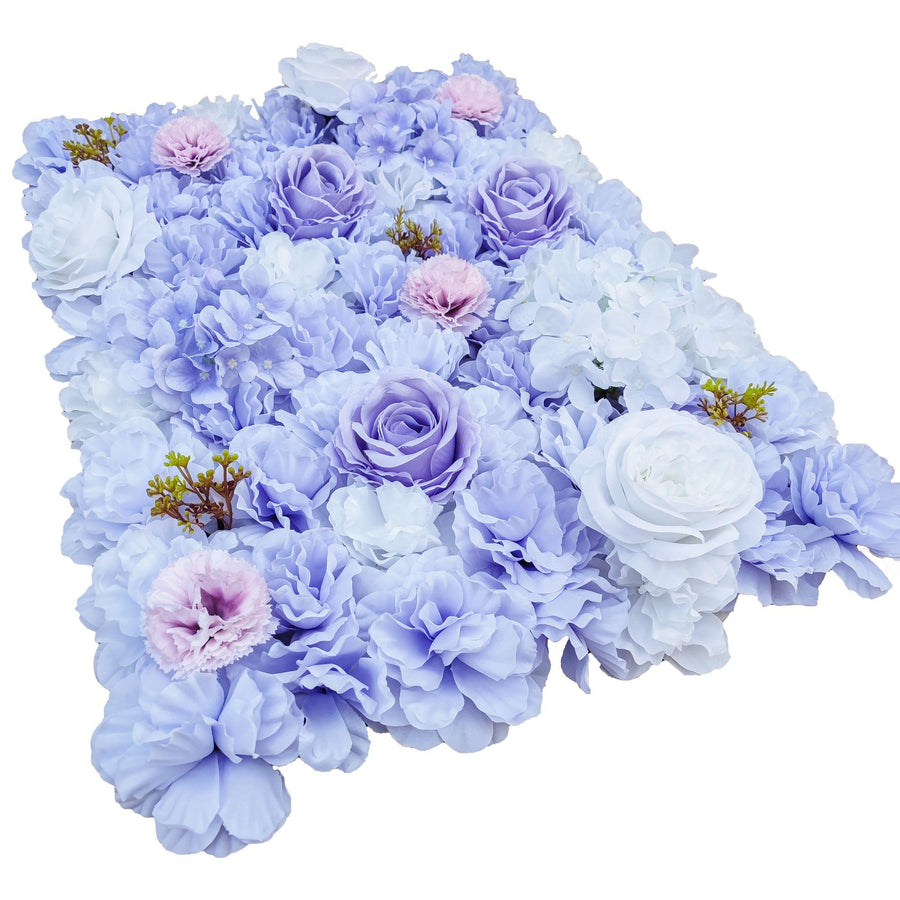 Artificial Flower Wall Backdrop Panel 40cm x 60cm Mixed Lilac Flowers - Designer Plants