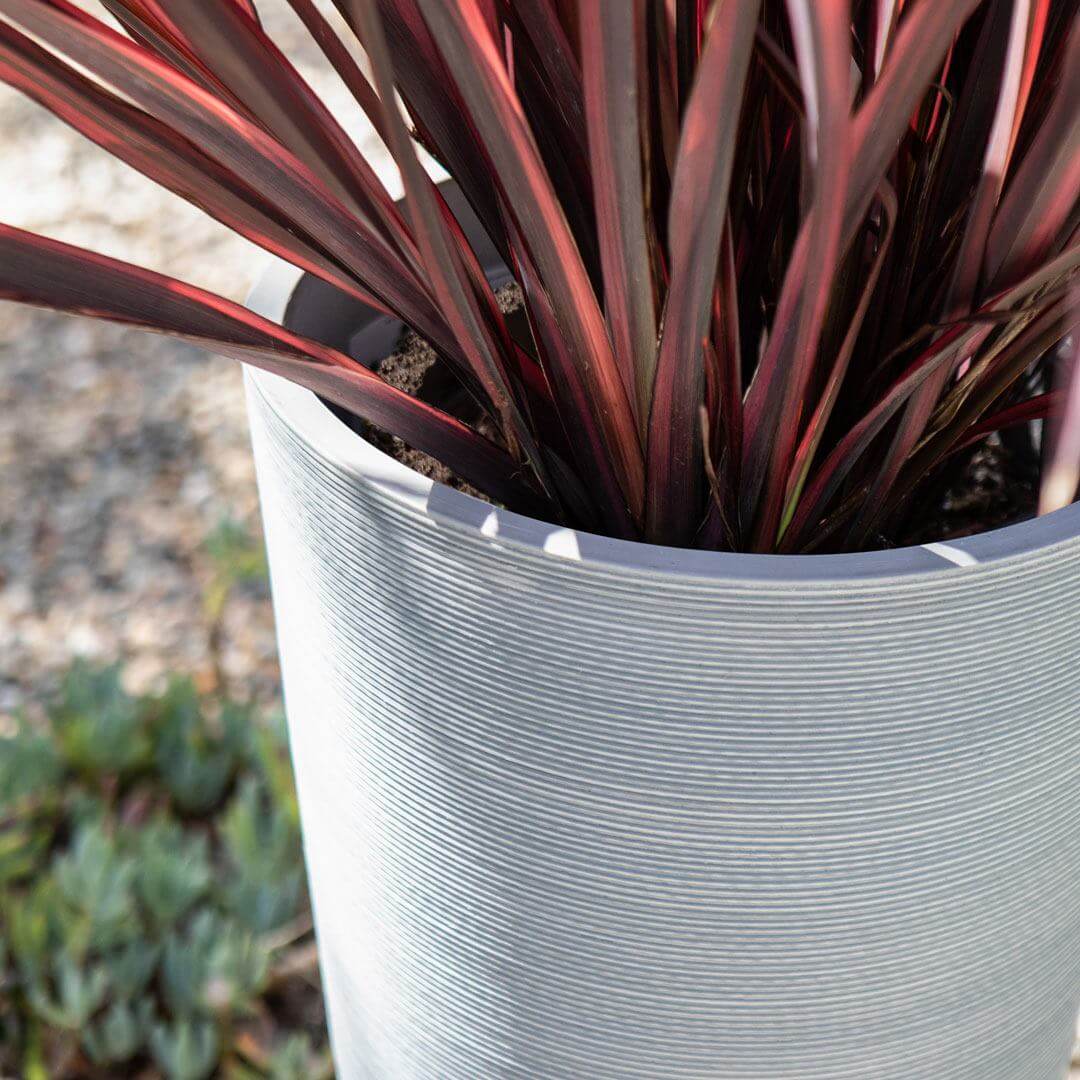Decorative Textured Round Grey Planter 47cm