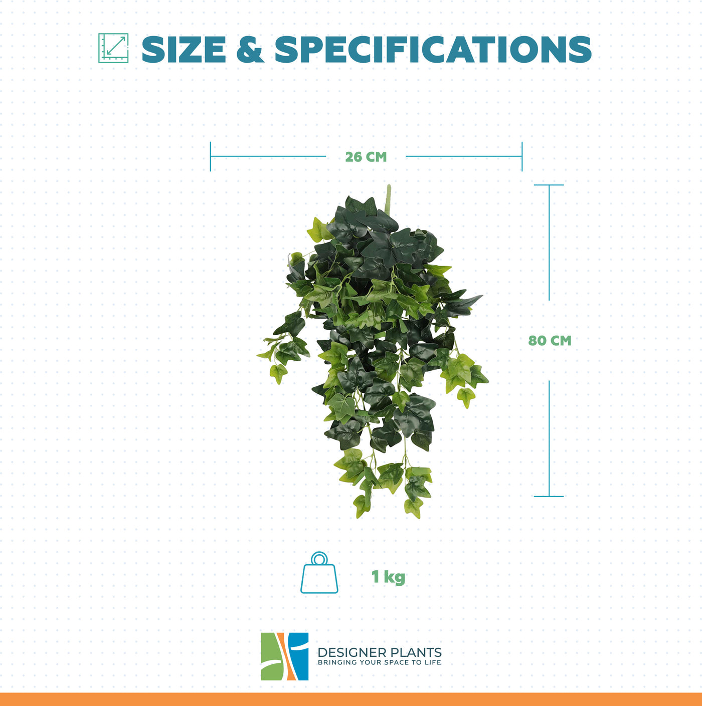 Premium English Hanging Green Artificial Ivy Bush 80cm