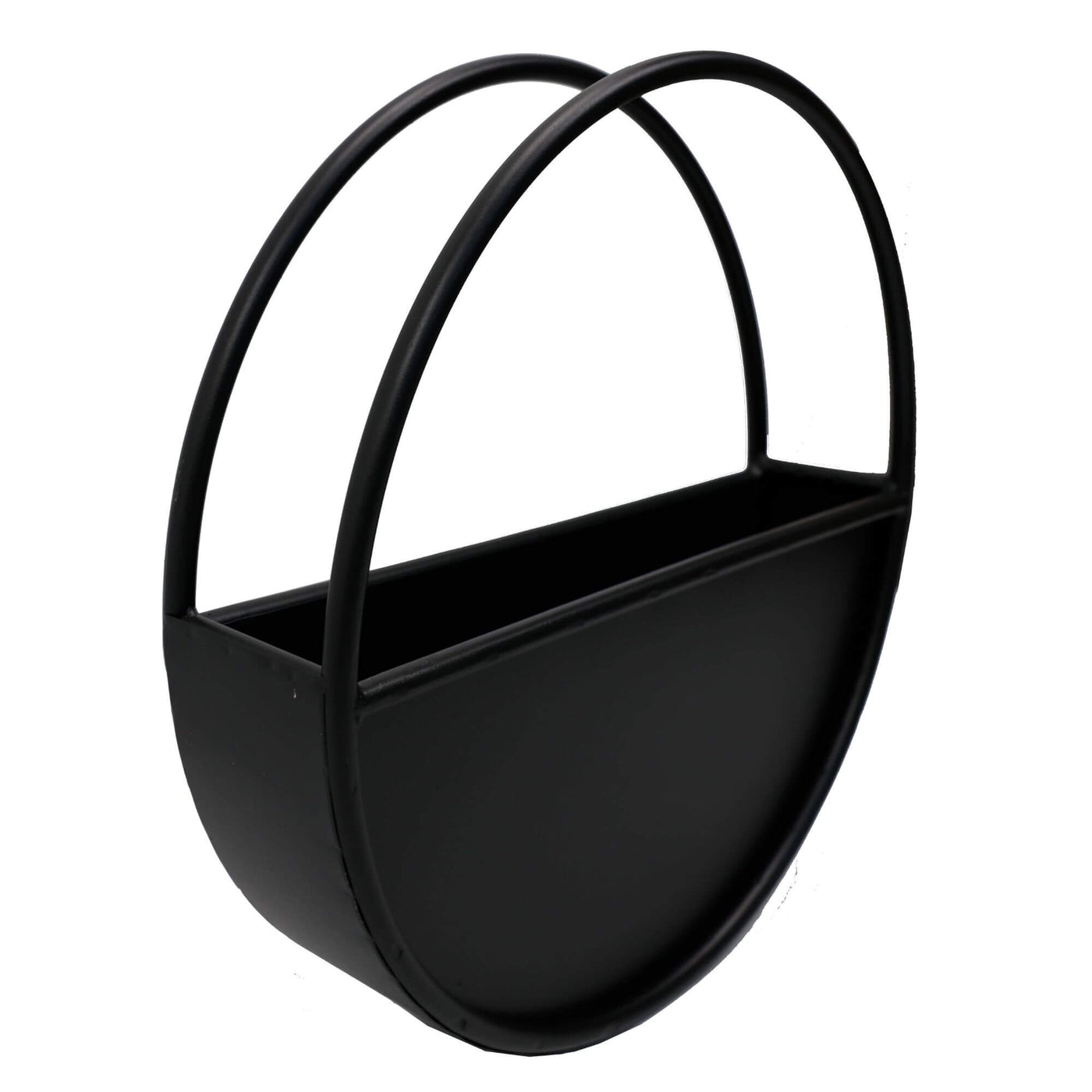 Premium Floating Half Moon / Semi Circle Metal Wall Planter | Onyx Black 45cm - Designer Plants