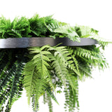 Silver Artificial Hanging Plant Disc Chandelier with Realistic Trailing Greenery & Ferns — 80cm UV Resistant