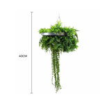Silver Artificial Hanging Plant Disc Chandelier with Life-Like Trailing Foliage & Draping Greenery — 40cm UV Resistant