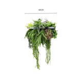 Black Artificial Hanging Plant Disc Chandelier with Tropical Fern Foliage & Trailing Greenery — 60cm UV Resistant