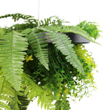 Silver Artificial Hanging Plant Disc Chandelier with Life-Like Trailing Foliage & Draping Greenery — 40cm UV Resistant