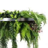 Silver Artificial Hanging Plant Disc Chandelier with Cascading Greenery & Trailing Fern Foliage — 60cm UV Resistant