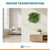 Slimline Artificial Green Wall Disc Art 100cm Country Fern UV Resistant (White)