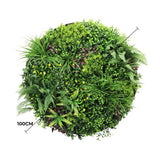 Slimline Artificial Green Wall Disc Art 100cm Country Fern UV Resistant (Black)