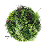 Slimline Artificial Green Wall Disc Art 80cm Colour Fresh UV Resistant (Black)