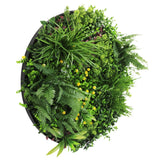 Slimline Artificial Green Wall Disc Art 80cm Country Fern UV Resistant (Black) - Designer Plants