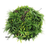 Slimline Artificial Green Wall Disc Art 80cm Country Fern UV Resistant (White)