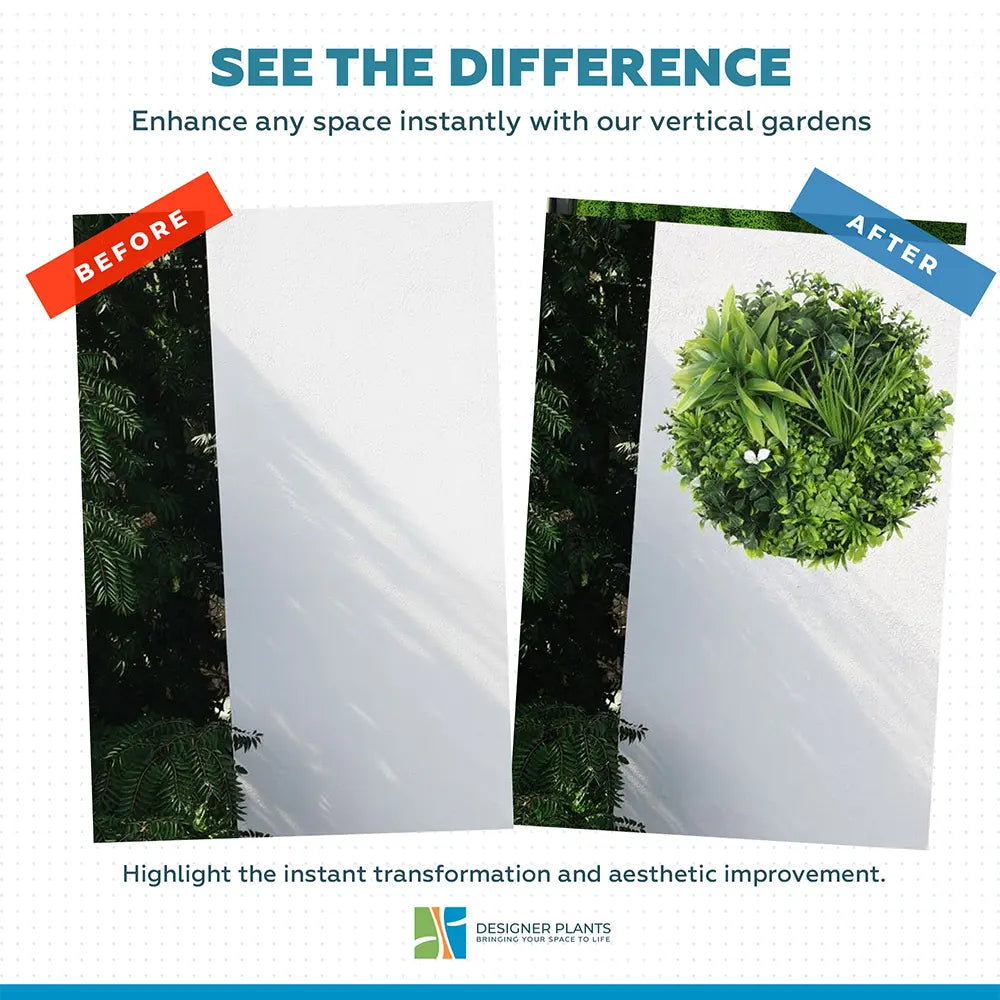 Slimline Flowering White Artificial Green Wall Disc UV Resistant 75cm (Black Frame)